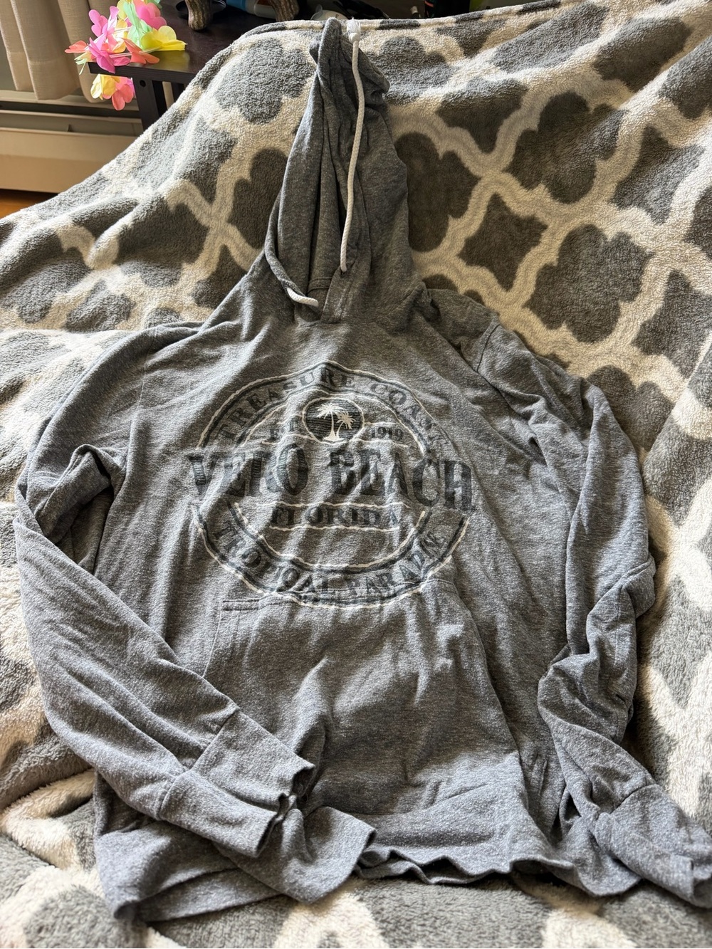 Blue 84 Gray Pullover Hoodie with Front Graphic